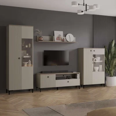 Н.м. "DOMENICA" шкаф REG1D1W/140 с подсветкой, к.Глиняный серый+Дуб сильвержек ореховый/Глиняный серый_5