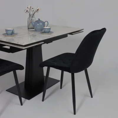 Стол AV 2119, МДФ+керамика, раздвижной 1200 (1800)*800 натуральный, глянцевый GOLD JADE/черный_5