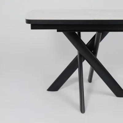 Стол LEONEL-110, раздвижной 110(145)х80, COROLLA WHITE GLOSS ST CER/Черный_10