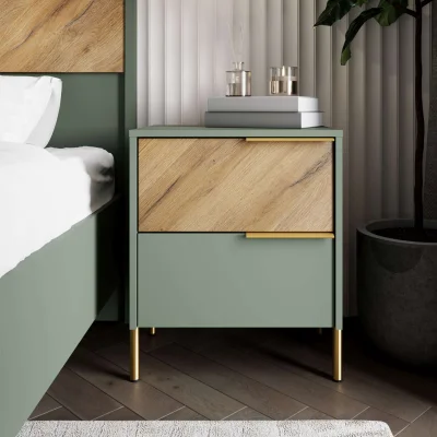 Спальня "SIENA", дымчатый зеленый + дуб вотан. Комплект №1_4