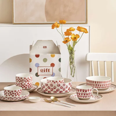 Миска-Боул LOVE PRINT, керамика, красный принт, d17*7,4см_4