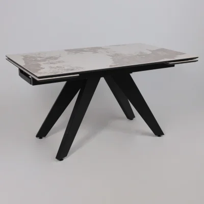 Стол AV 2122, МДФ+керамика, раздвижной 1400 (2000)*850 белый, глянцевый PANDORA/черный_7