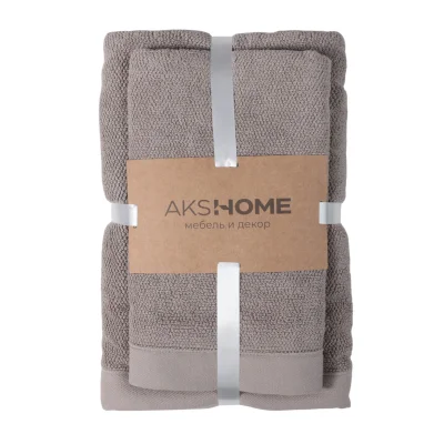Набор полотенец махровых TANUKI, 2 шт (50*90см+70*140см), серо-бежевый, 16-1305 фотография