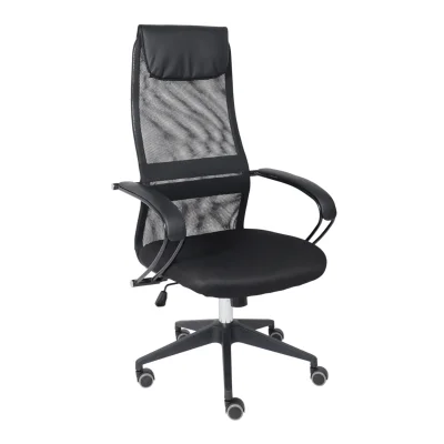 Кресло рабочее FIRST, PL, ткань/сетка, черный фотография