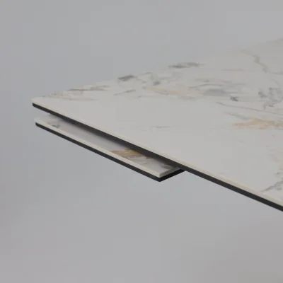 Стол AV 2119, МДФ+керамика, раздвижной 1200 (1800)*800 натуральный, глянцевый GOLD JADE/черный_13