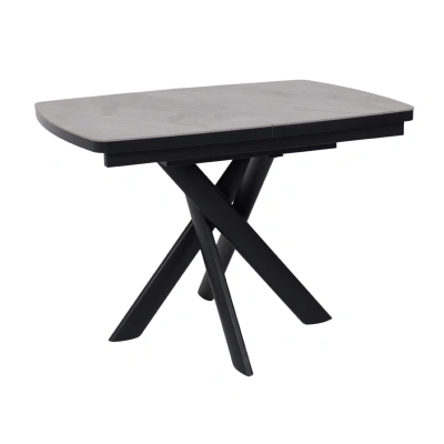 Стол LEONEL-110, раздвижной 110(145)х80,  ITALIAN LIGHT GREY GLOSS ST CER/Черный фотография