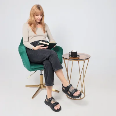 Стул DUBAI, поворотный, (зеленый велюр/золото)_2