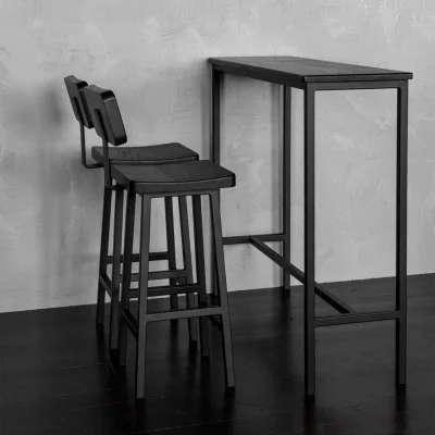 Стул полубарный со спинкой Лофт Halls-MS65 черный дуб_4