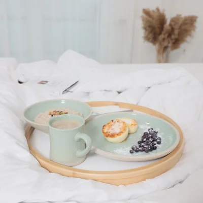 Блюдо STONE CLAY, керамика, светло-зеленый, d26*3см_5