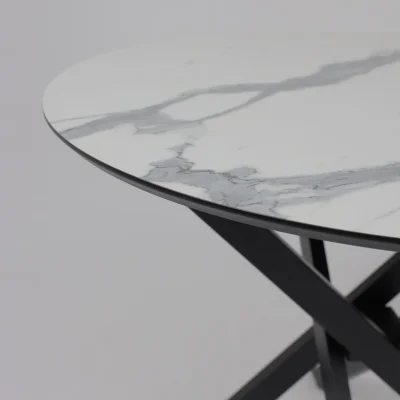 Стол МЕХИКО, пластик премиум 3Д, D950, Камень белый/ Черный матовый_14