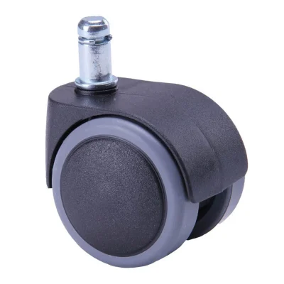 Колесо с серым полиуретановым покрытием, прорезиненное, 50мм, черное фотография