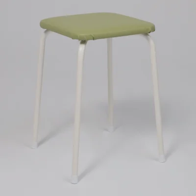 Табурет квадратный "Пенек крепкий 224", с ЛДСП, оливковый/белый_2