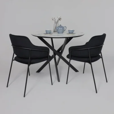 Стол МЕХИКО, пластик премиум 3Д, D950, Камень белый/ Черный матовый_5