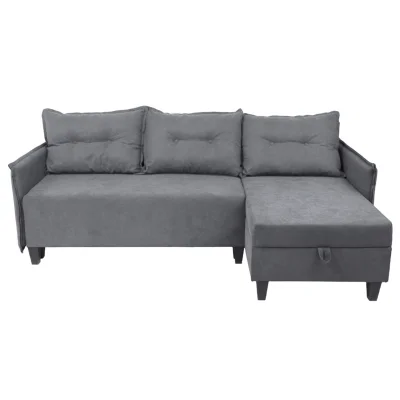 Диван-кровать угловой Туули КП Velutto 32, серый (черные опоры)_3