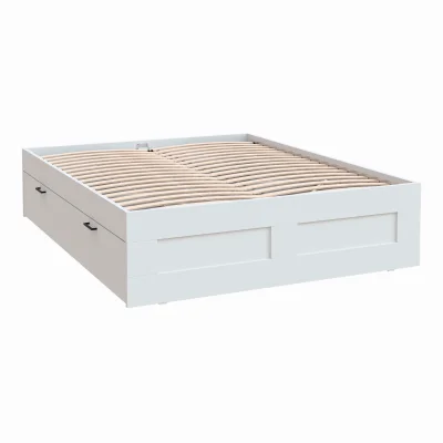 Кровать двойная с ящиками НАВИ 160х200 (без изголовья), белая (2.15.04.110.1 RU) фотография