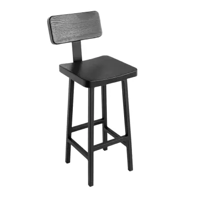 Стул полубарный со спинкой Лофт Halls-MS65 черный дуб фотография