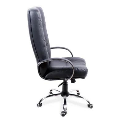 Кресло Министр хром "H" кожа (черная) мультиблок_3