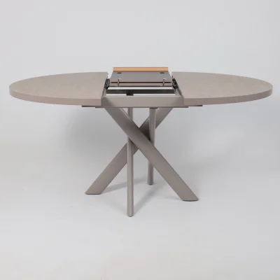 Стол RONALDO-120, круглый раздвижной 120(160), БЕЖЕВЫЙ КАМЕНЬ-HPL/Капучино_15