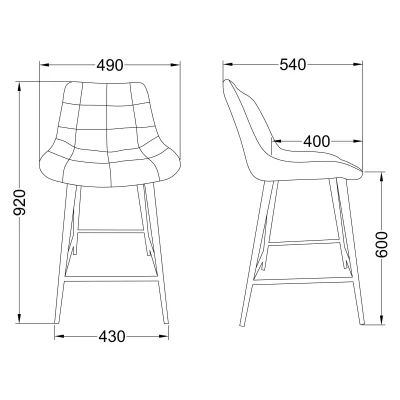 Стул LINX, полубарный, бежевый велюр G062-13/черный_16