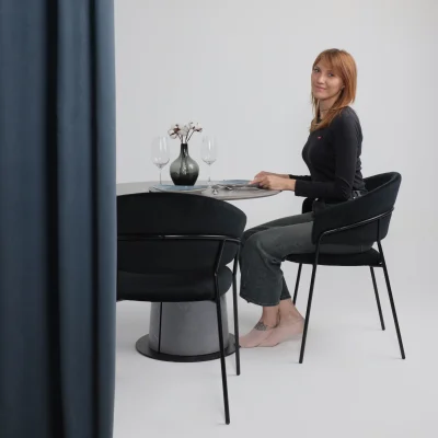 Стол AV 2317, МДФ+керамика, нераздвижной 900 серый, матовый LARKA GREY/черный+HPL Будда_2