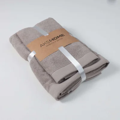 Набор полотенец махровых TANUKI, 2 шт (50*90см+70*140см), серо-бежевый, 16-1305_3