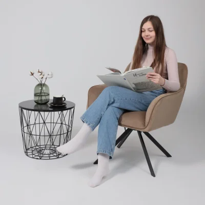 Кресло VIRGINIA, поворотное, велюр, капучино HCJ-11/черный_2