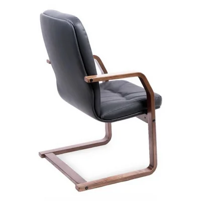 Кресло Менеджер экстра короткий конференц (орех темный) кожа (черная)_4