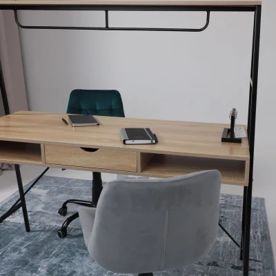 Стол письменный VECTOR, светлый дуб/черный металл, 1390*600*1400_5