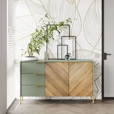 Н.м. "SIENA" тумба KOM2D3S, к.Дымчатый зеленый/ф.Дымчатый зеленый+Дуб вотан_5