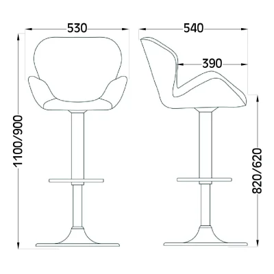Кресло барное BERLIN GB, Velutto 20 бирюзовый велюр/черный_23