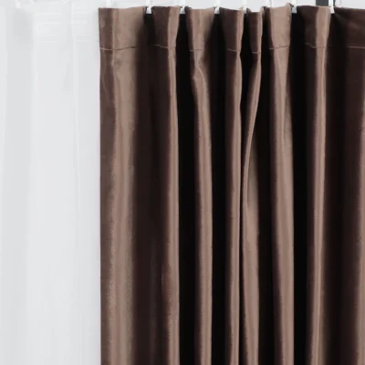 Комплект штор "Бархат" 1,5+1,5х2,7м  на ленте, цвет шоколад (арт.5018-33) фотография
