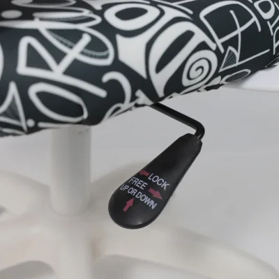 Кресло рабочее, поворотное RICCI NEW, white, ткань, черно-белая диор_12