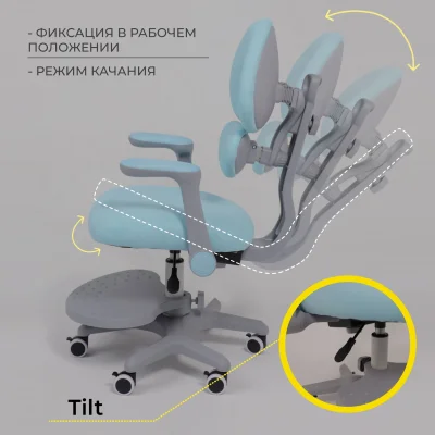 Кресло поворотное LEO, ткань, голубой_24