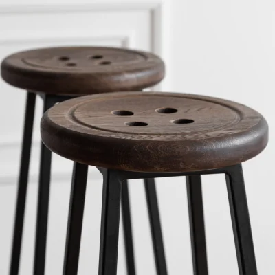 Стул барный BUTTON-78 мореный/черный_7