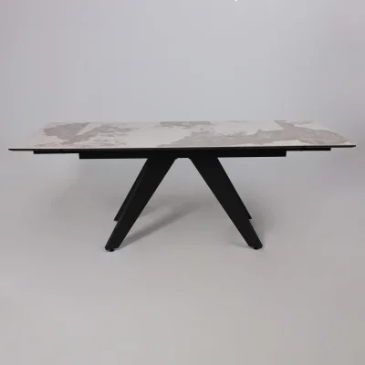 Стол AV 2122, МДФ+керамика, раздвижной 1400 (2000)*850 белый, глянцевый PANDORA/черный_19