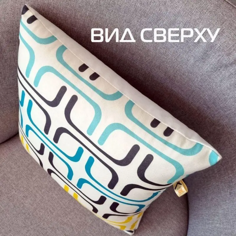 Подушка декоративная МАТЕХ FANTASY РЕТРО 8, р-р 33*33*10. Цвет голубой/желтый/черный, арт. 31-246_preview_7