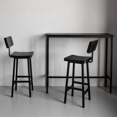 Стул полубарный со спинкой Лофт Halls-MS65 черный дуб_3