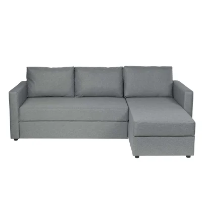 Диван трехместный с угловой секцией Тилаус КП Malmo 90, серый (черные опоры)_5