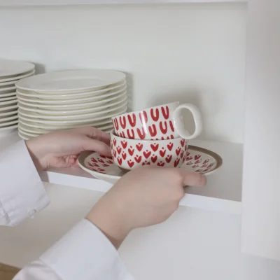 Миска-Боул LOVE PRINT, керамика, красный принт, d17*7,4см_16