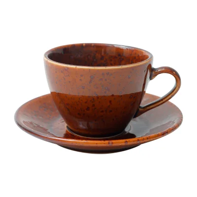 Чайный набор OPALUS, фарфор, каштановый, кружка 200мл + блюдце фотография