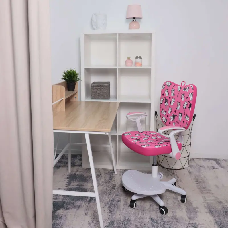 Кресло поворотное CATTY, WHITE, ткань, (фуксия с котятами)_preview_11