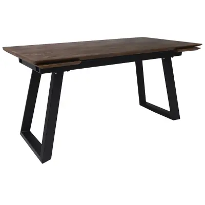 Стол САНГАЙ раздвижной, 136(196)*80*80, дуб галифакс табак / черный (ПрР-7 DSW (02) ТрН/Р-80) фотография