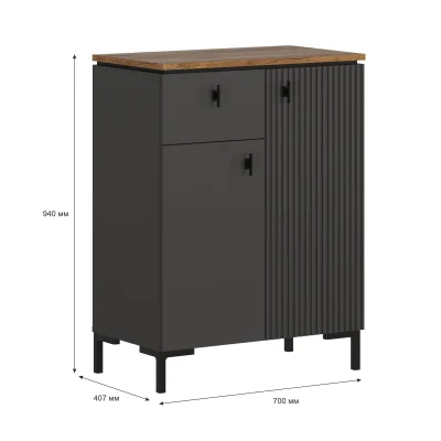 Н.м. "SAN GIMIGNANO" тумба KOM2D1S, к.Антрацитовый+Дуб нокс/ф.Антрацитовый+Готика_7