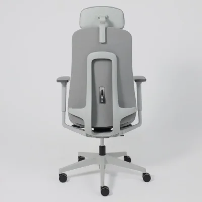 Кресло поворотное VORTEX, серая ткань/белый полиамид, коллекция AKSPRIME_19