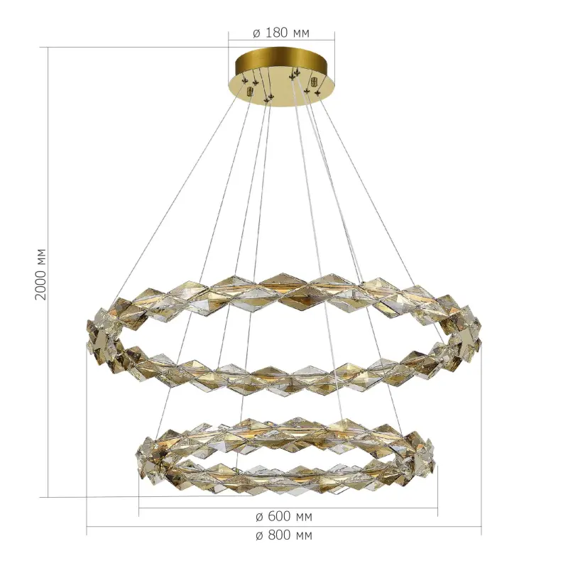 Люстра подвесная ST-Luce Золотистый/Прозрачный,Янтарный LED 1*45W 3000K DIAMANTA_preview_4