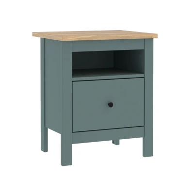 Тумба прикроватная САГА, темно-бирюзовая/ясень (2.08.03.010.16 RU) фотография