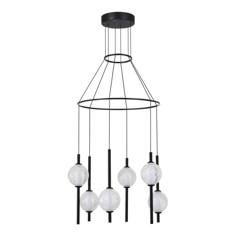 Светильник подвесной ST-Luce Черный/Прозрачное кракелированное стекло LED 6*8,5W 3000K PEEK_preview_2