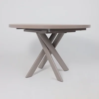 Стол RONALDO-120, круглый раздвижной 120(160), БЕЖЕВЫЙ КАМЕНЬ-HPL/Капучино_7