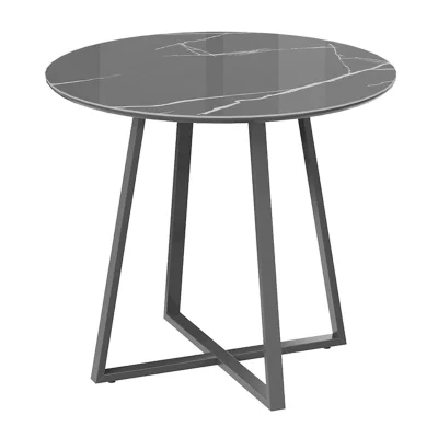 Стол обеденный МИЛАН Тип 1, d.900, стекло серое глянцевое серый мрамор/серый муар_1