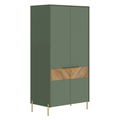 Н.м. "SIENA" шкаф SZF2D, к.Дымчатый зеленый/ф.Дымчатый зеленый+Дуб вотан фотография